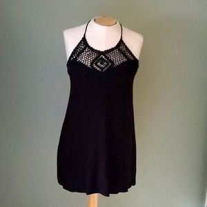 Solemio Los Angeles Black Crochet Halter Dress